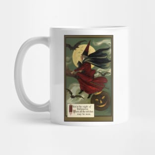 Vintage Halloween, Witch on a Broomstick Mug